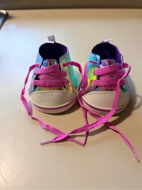 Build-A-Bear Holographic Turquoise Sneakers & Purple Sequin Shoe
